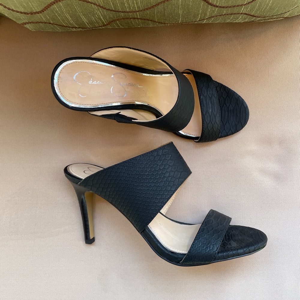 Jessica Simpson Vegan Crocodile Strappy Heels 6.5